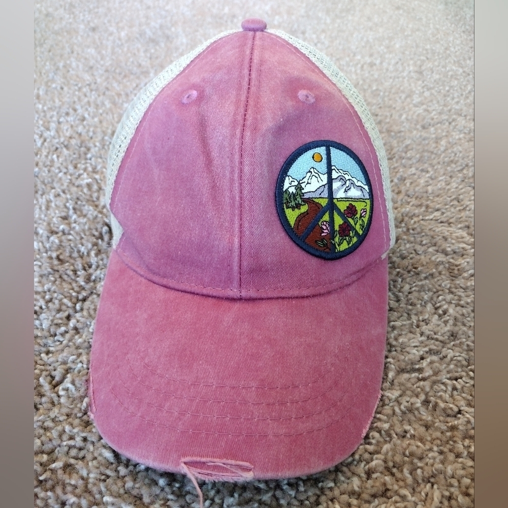 Adams Pink And Beige Mesh Trucker Hat - Picture 2 of 7